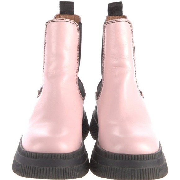 GANNI Pink Leather Chunky Chelsea Boots - Picture 3 of 5